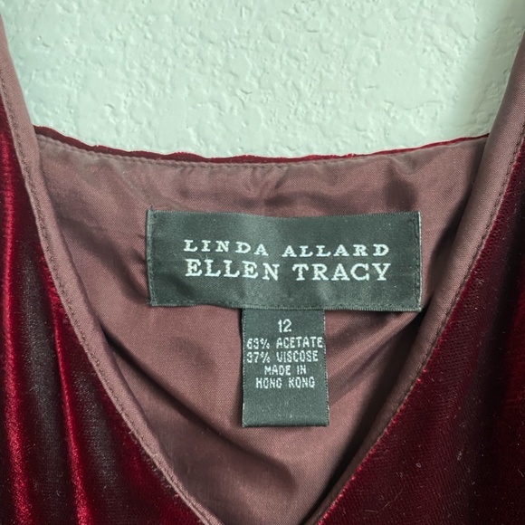 Linda Allard for Ellen Tracy Red Velvet Gown - Picture 9 of 10